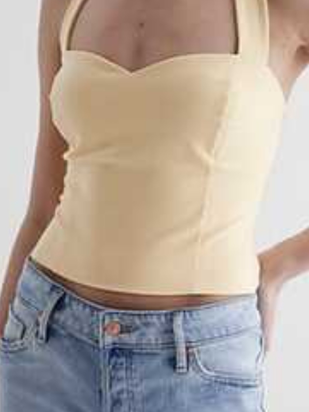 Express Cream Sweetheart Halter Tank Top